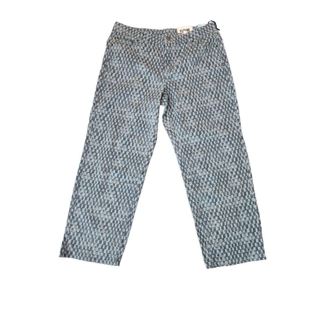 New Y2K Future Collective Gabriella Karefa Johnson Blue Check Wide Leg Jeans 14